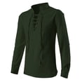 thumbnail image 2 of AherBiu Men's Shirts Long Sleeve Stand Collar Front Drawstring Slim Fitted Tshirt Tops Fall Lightweight Shirts Tops, 2 of 4
