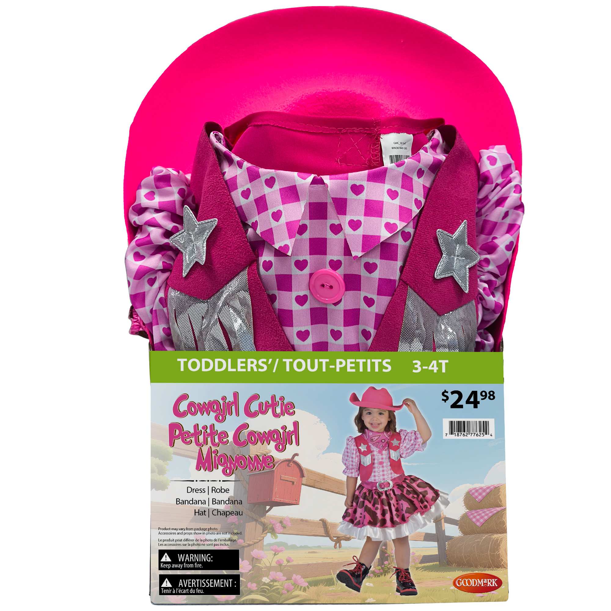 Costume d'Halloween pour enfant Petite Cow-girl Mignonne, Taille 3-4T
