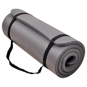 BalanceFrom GoCloud 71x24 Inches Extra Thick Yoga Mat 1-Inch High-Density Foam, Gray