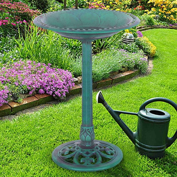Costway Pedestal Bird Bath Feeder Freestanding Outdoor Garden Yard Patio Décor