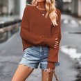 thumbnail image 2 of Timegard Women's Sweaters Cropped 2024 Fall Winter Sweater Long Sleeve Pullover Side Slit Knit Tops, 2 of 4
