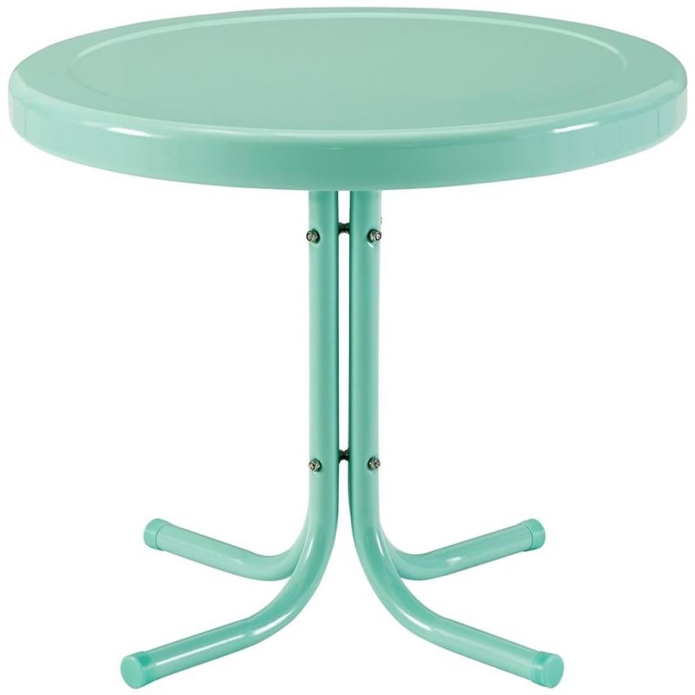 Afuera Living Table d'Appoint Moderne en Acier Métallique pour Patio, Fini Aqua Lustré