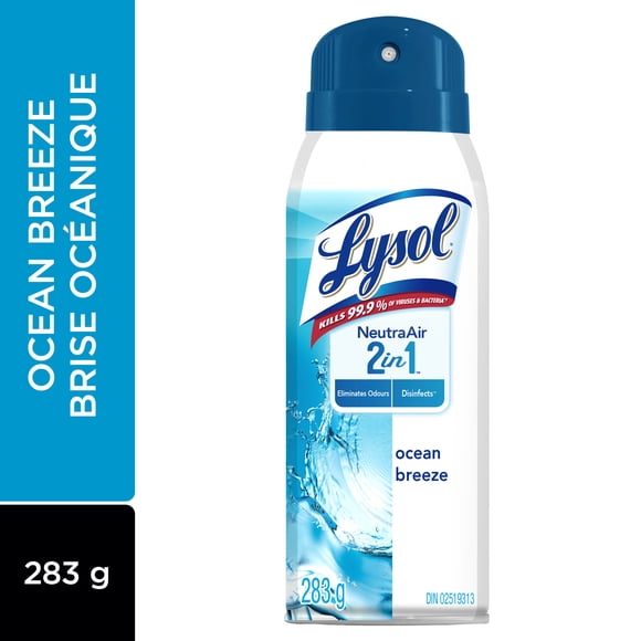 Lysol® NeutraAir 2in1ᵐᶜ brise océanique, désinfecte, tue les bactéries responsables des odeurs, tue 99,9 % des virus et bactéries, 283 g