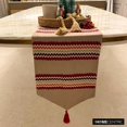 thumbnail image 2 of The HomeCentric Chemin de Table Décoratif Rouge 4 Places (14 x 60 Pouces), Pompons, Chemin de Table Perlé et Appliqué, Linge de Table en Tissu de Lin, Motif Chevron Style Moderne - Bar à Chevron, 2 of 9