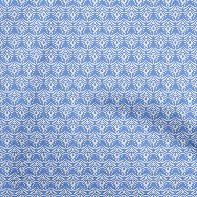 oneOone Polyester Spandex Blue Fabric Asian Ornamental Craft Projects Decor Fabric Printed By The Yard 56 Inch Wide