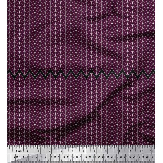 Soimoi Silk Fabric Herringbone Geometric Fabric Prints by Yard 42 Inch Wide