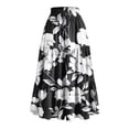 thumbnail image 1 of Bocqde Women's Boho Maxi Skirts Summer Fashion Casual Drawstring Elastic High Waist Long Skirt Solid Color Flowy A Line Ruffle Swing Skirt, 1 of 3