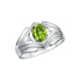 thumbnail image 4 of RYLOS Men's Rings 14K White Gold Rings Classic Designer Style 9X7MM Oval Gemstone & Diamond Ring Peridot August Birthstone Rings For Men Size 10, 4 of 7