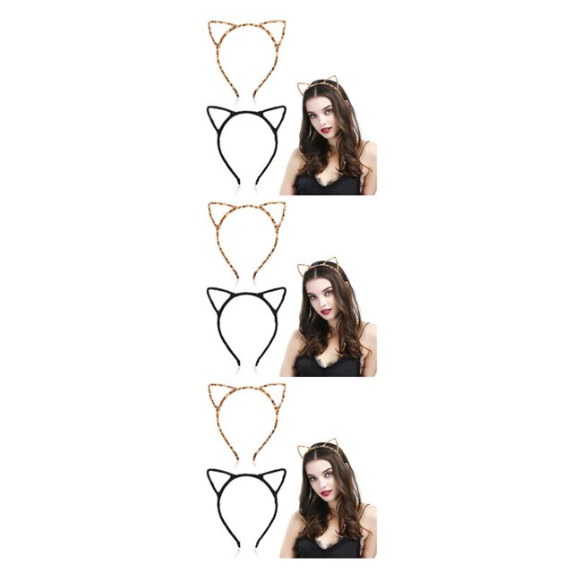 maskred 2pcs/set Stylish And Serviceable Leopard Kitty Hair Hoops For Daily Cute And Stylish Hoops For Girls 3Set