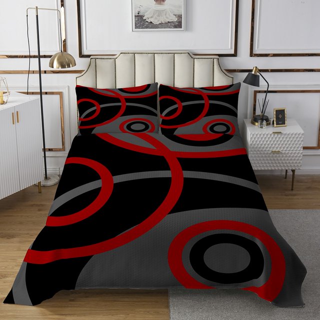Erosebridal Chic Minimalism Coverlet Set King, Abstract Bedding Set, Circle Geometry Decor, 3 Pieces