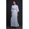thumbnail image 3 of Bimba Robe Longue en Rayonne à Feuilles de Bleuet pour Femmes, Boho, Plage, Cocktail, Fête, Robe Fendue Maxi - Grande, 3 of 6