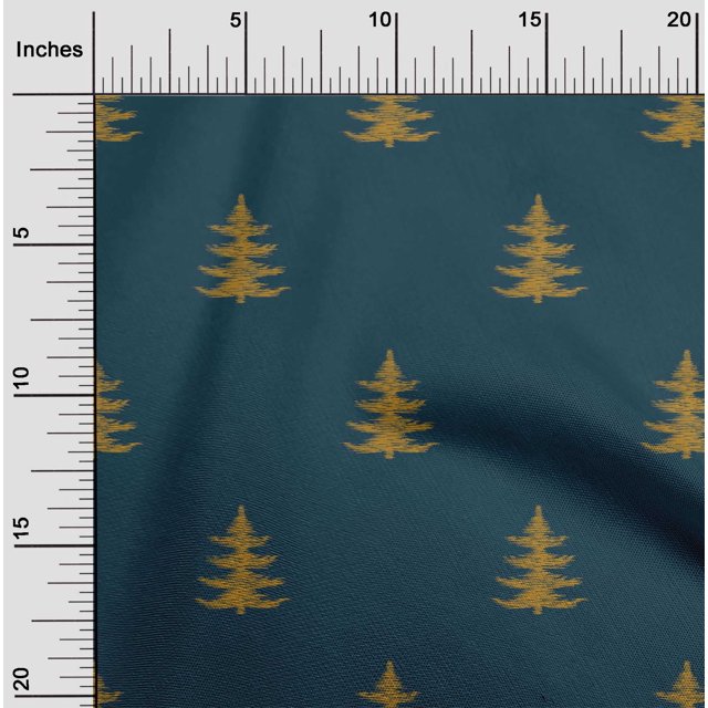 oneOone Georgette Viscose Fabric Christmas Tree Ikat Printed Fabric 1 Yard 42 Inch Wide