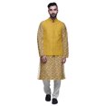 thumbnail image 1 of Atasi Mens Kurta Pajama Jacket Indian Mandarin Collar Printed Ethnic Wear Set, 1 of 5