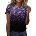 thumbnail image 1 of TSADFHJI Chandails pour Femmes en Coton Mode Décontractée pour Femmes Dégradé à Paillettes Imprimé Col Rond T-Shirt Ample, 1 of 5