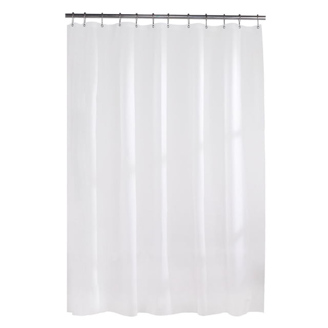 Mainstays Doublure de Rideau de Douche en PEVA Imperméable et Lourde, Blanche, avec Oeillets Métalliques Antirouille et Tête en Maille Renforcée, Conçue pour les Baignoires Ou Douches Standards pour Garder l'Eau à l'Intérieur et Résister à la Moisissure, Convient à une Utilisation Seule Ou avec des Rideaux Décoratifs.