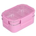 thumbnail image 1 of Bento Box, Recyclable Multipurpose Stainless Steel Bento Box Double Layer Safe Reusable With Compartment For School For Office For Travel Black,Pink,Green,Blue, 1 of 8