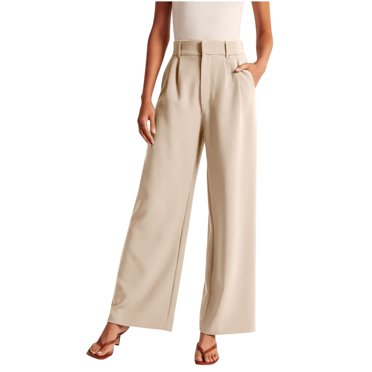 matoen Womens Plus Size Fashion Casual Suit Pants High Waist Wide Leg Straight Trousers Summer Loose Solid Color Versatile Pants