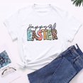 thumbnail image 4 of EGNMCR T-shirt de Pâques Chemises pour Femmes Imprimé de Pâques T-shirt à Col Rond pour Femmes Mode et Confortable Haut de Chemise pour Femmes Haut/chemise à Manches Courtes à Col Rond T-shirt pour Femmes, 4 of 7