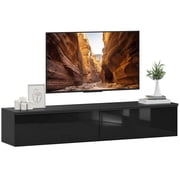 HOMCOM Meuble TV mural avec rangement, Console de médias flottante, Noir