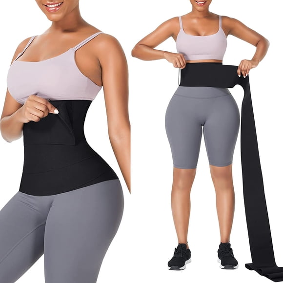 FeelinGirl Waist Trainer for Women Snatch Bandage Tummy Sweat Wrap Plus Size Workout Waist Trimmer for Gym Sport
