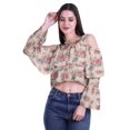 thumbnail image 2 of Moomaya Cold Shoulder Tops Shirts For Women Button Down Long Ruffle Sleeve Top, 2 of 4