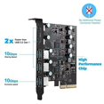 thumbnail image 3 of 3X PCIe to USB 3.2 Gen 2 Card with 20Gbps Bandwidth 5-Port (3X USB-A -2X USB-C) Converter PCIE Splitter for 10/8, 3 of 7