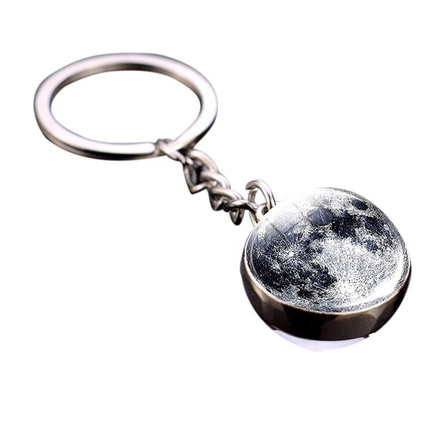 Glass Ball Keychain Luminous Double-sided Planetary Key Ring Bag Charm for Girls