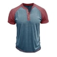 thumbnail image 4 of EOYWHK Mens Henley Shirts Retro Business Shirts Color Blocked Raglan T-Shirt Loose Fit Button Up Work Office Tops Flyer, 4 of 6