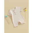 thumbnail image 3 of Faithtur Combinaison Bébé Garçons Filles, Manches Courtes Boutonnée Col Rond Couleur Unie Barboteuse Shorts, 3 of 9