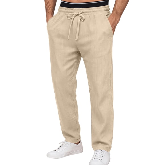 Tauxra Men's Casual Pants Stretch Comfort Chinos for Everyday Wear, Solid Color Straight Leg Trousers with Pockets, Lightweight Summer Bottoms for Work and Weekend