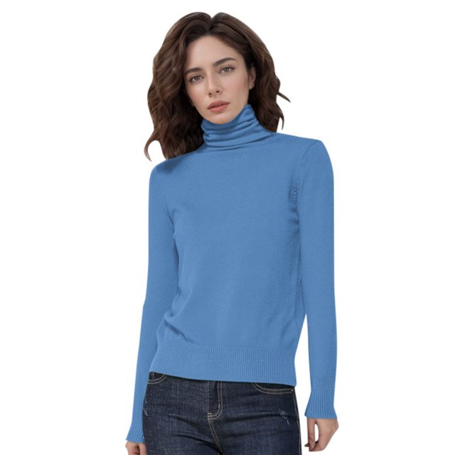 Women's Wool Seamless Turtleneck Knitted Pullover Sweater Long Sleeve First Line Tops