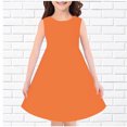 thumbnail image 2 of vdgthytj Girls Summer Midi Dresses Round Neck Solid Color Sundress Sleeveless A-Line Flowy Knee Length Dress, 2 of 3
