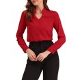 thumbnail image 4 of INSPIRE CHIC Chemise Élégante à Manches Longues Col en V pour Femme TG Rouge, 4 of 5