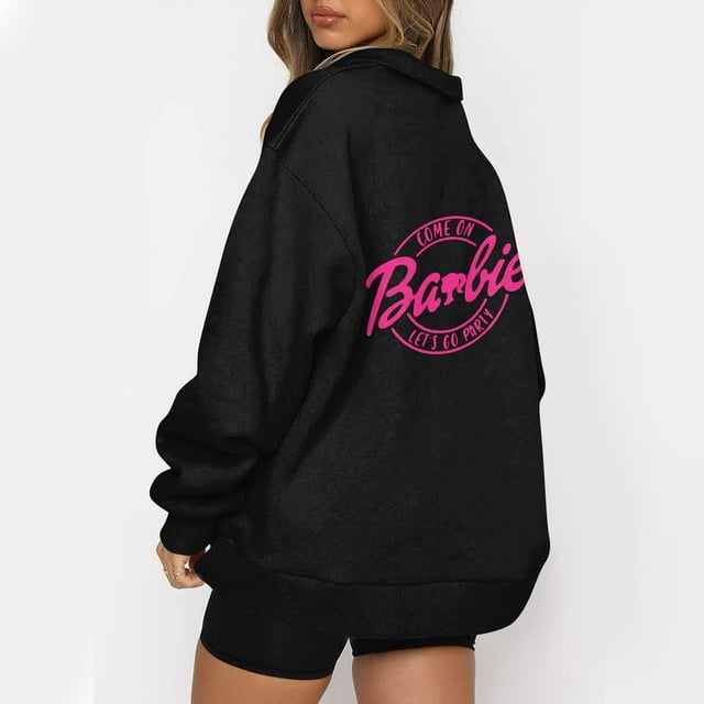 Mode Décontractée à Manches Longues Imprimé Floral Fermeture Éclair Épaule Extérieure Surdimensionné Sweat-Shirts Noir S