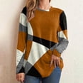 thumbnail image 2 of IROINID Liquidation Hauts pour Femmes Grande Taille Détente Col Rond Manches Longues Chemise Ample Imprimée Blouse Hauts, Orange, 2 of 9
