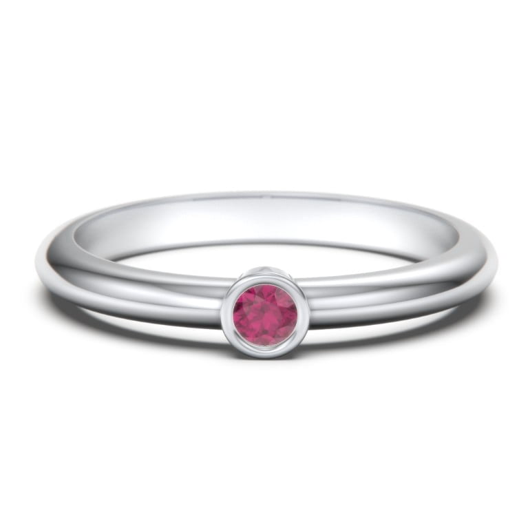 Classic Bezel Set Birthstone Ring - Ruby (July)