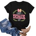 thumbnail image 4 of Pxiakgy Liquidation! Joyeuses Pâques! T-Shirts pour Femmes, T-Shirt Graphique Lapin de Pâques, T-Shirts de Vacances Œuf de Pâques, Mode Féminine Col Rond Manches Courtes T-Shirt Imprimé Noir TTG, 4 of 4
