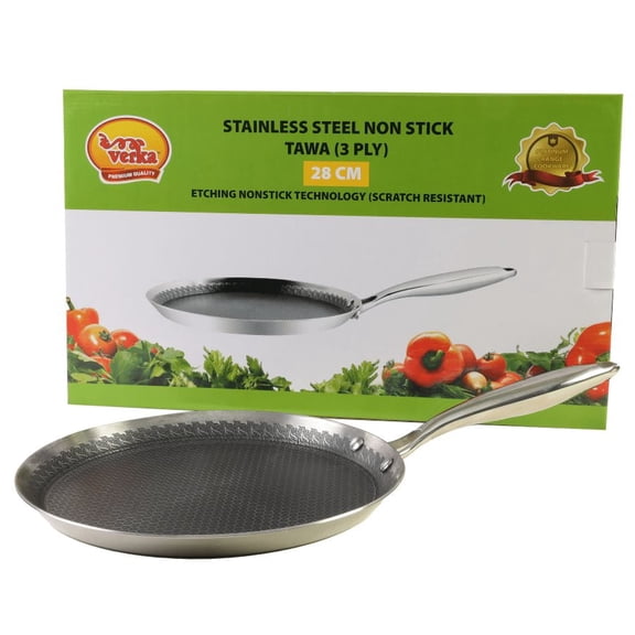 Verka 3-Ply Stainless Steel Tawa (Griddle), 28 cm