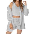 thumbnail image 3 of Sentmoon Ensemble de Pyjama à Manches Longues pour Femmes Hauts Tendance pour Femmes et Pantalons pour Femmes Décontracté Ample Col Ras du Cou Tenue de Détente Couleur Unie Pyjama pour Femmes Hiver pour Soirées Douillettes à la Maison, 3 of 9