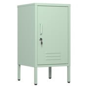 Yiwa Metal Locker Nightstand, Modern Steel Bedside Storage Cabinet with Door and Shelf, Lockable End Table for Bedroom, Office, or Living Room, Quick and Simple Assembly