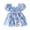 Blue, variant on Girls Dresses Baby Toddler Girls'summer Flower Print Casual Dress with Ruffled Hem Square Neck Sundress with Bow Baby Dress Pink 18 Months-24 Months
