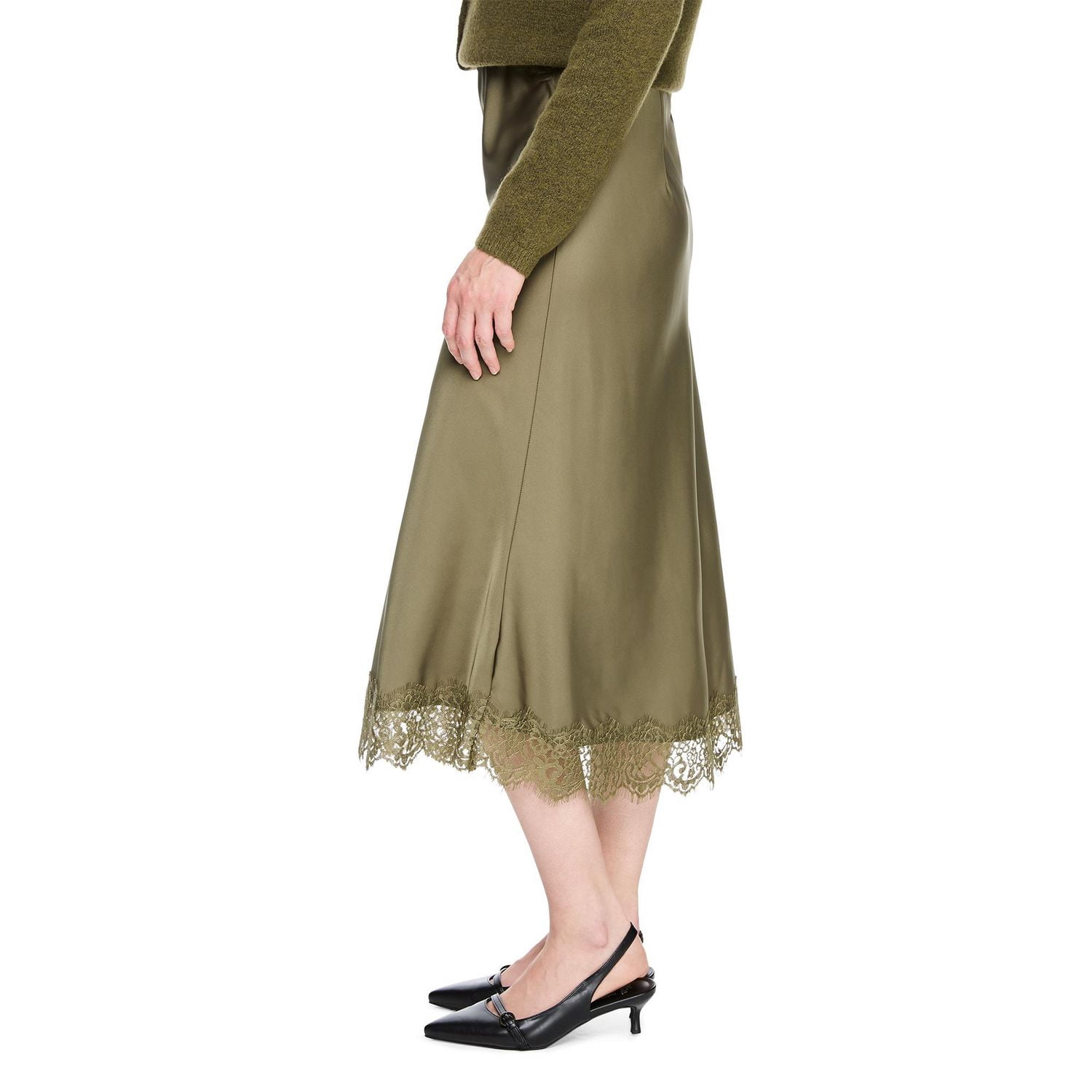 George Women's Lace Trim Satin Skirt