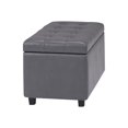 thumbnail image 1 of SIMPLIHOME Cosmopolitan Ottomane de Rangement Rectangulaire à Dessus Relevable de 34 Pouces de Large en Similicuir Capitonné Gris Pierre Rembourré, Repose-Pieds Tabouret, Table Basse pour le Salon, la Chambre et la Chambre d'Enfant, 1 of 8