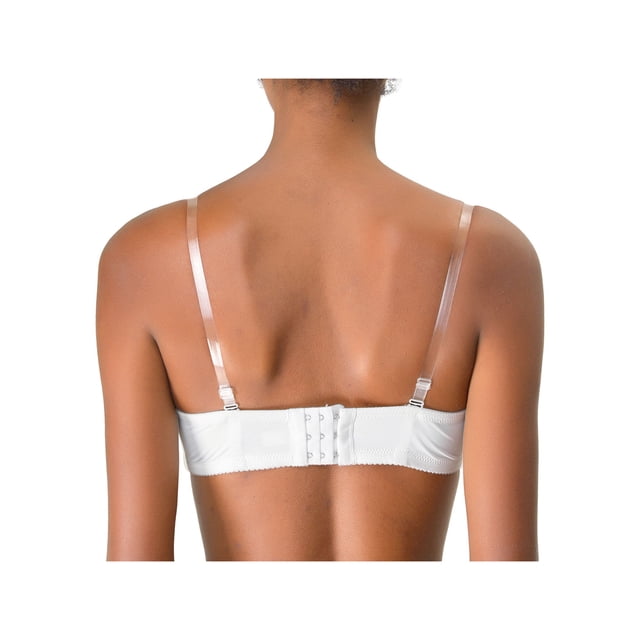 INSPIRE CHIC Women's Invisible Clear Elastic Clear Bra Shoulder Strap Clear-Silver Hook