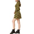 thumbnail image 4 of INSPIRE CHIC Robe à Carreaux Ligne A à Encolure Carrée à Manches Longues d'Automne pour Femme P Noir-Jaune, 4 of 7