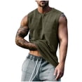 thumbnail image 2 of JDQJBZ Men's Tank Undershirts Summer Knit Muscle Sleeveless Tops Button Crew Neck, 2 of 4