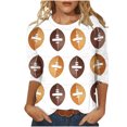 thumbnail image 2 of Meichang Football Hauts pour Femmes Manches 3/4 T-Shirts Graphiques de Football T-Shirts Décontractés d'Été pour Jour de Match Col Rond Coupe Ample T-Shirts du Dimanche, 2 of 5