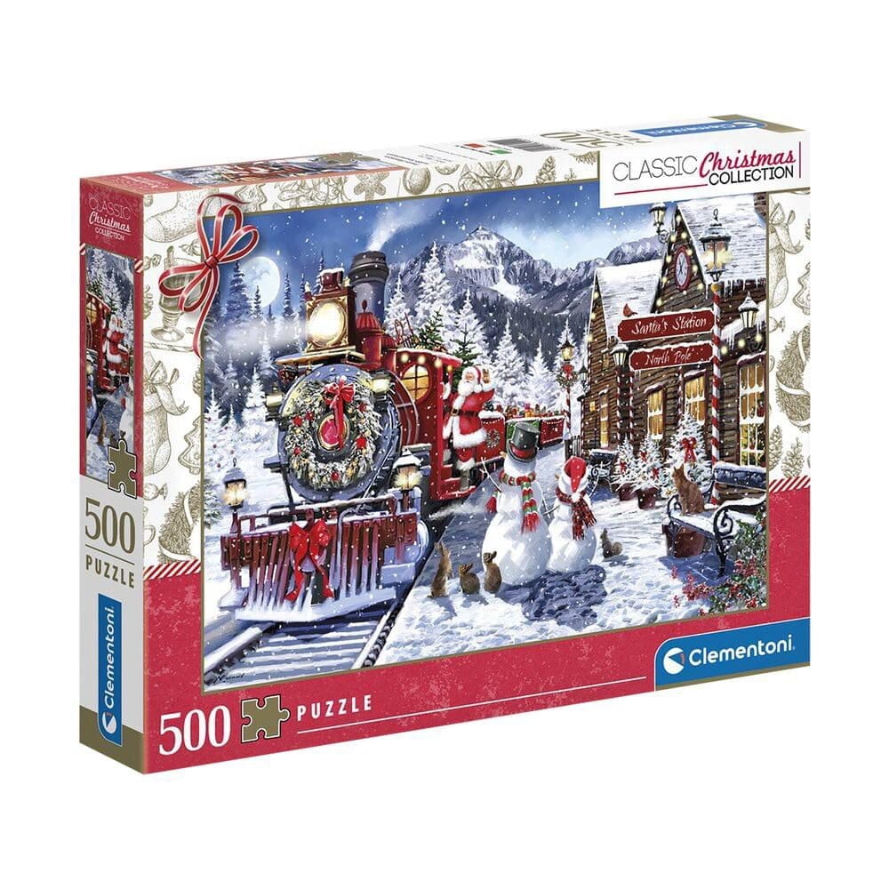 Clementoni - 500 piece puzzle - Train Station with Snowmen - Made in Italy
