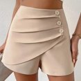 thumbnail image 2 of Timegard Shorts for Women High Waist Ruched Button Comfy Solid Color Casual Shorts Summer Fashion, 2 of 5