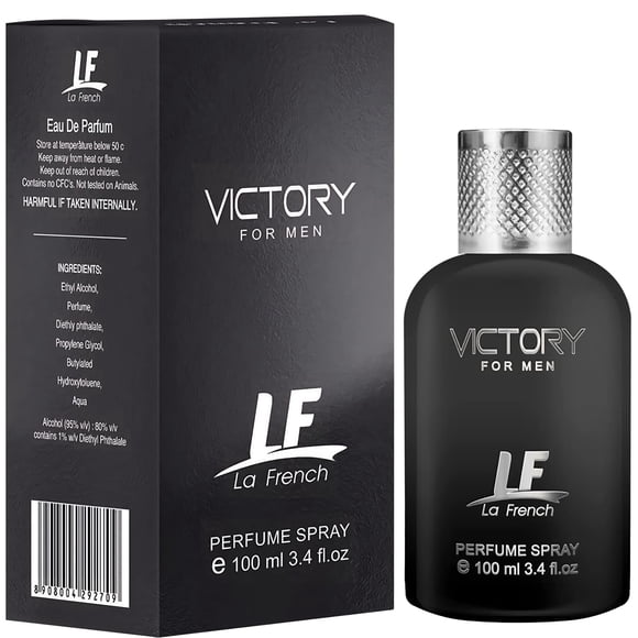 La' French Victory Vaporisateur de Parfum pour Hommes 100 ml, 3,4 Fl Oz / Parfum Longue Tenue de Qualité Supérieure pour Garçons - avec des Notes d'Aldéhydes, de Fleur d'Oranger et de Mousse de Chêne / Meilleur Cadeau pour Mari, Petit Ami